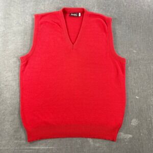 Peebles Men XL Red Sweater‎ Vest V-Neck Vintage Orlon Acrylic Made in USA